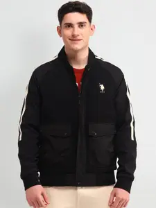 U.S. Polo Assn. Denim Co. Men Brand Logo Striped Bomber Jacket