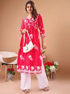 KALINI Women Ethnic Motifs Chikankari Kurta