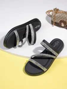 BRISKERS Gromad Ocean Breeze Embellished Open Toe Flats