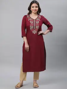 AURELIA Women Floral Thread Work Kurta
