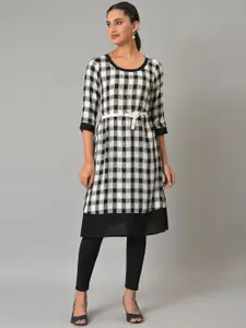 AURELIA Women Printed Patchwork Pathani Kurta