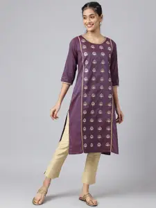 AURELIA Women Geometric Thread Work Kurta