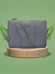 OLIVE MIST Unisex Textured Leather Laptop Bag