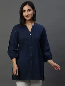 AURELIA Ethnic Motifs Printed Thread Work Pure Cotton Thread Work Kurti