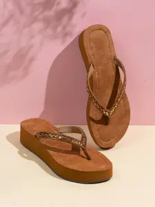 Inc 5 Women Embellished T-Strap Flat