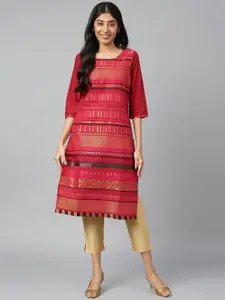 AURELIA Women Geometric Printed Sequinned Kurta