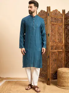 House of Pataudi Embellished Mandarin Collar Ethnic Wear Kurta