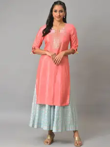 AURELIA Women Geometric Thread Work Kaftan Kurta