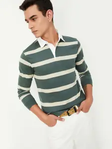 max Men Striped Henley Neck Cotton T-shirt