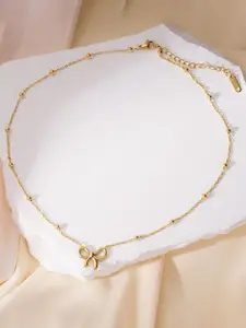 MYKI Gold-Plated Bow-Shaped Pendants with Chains