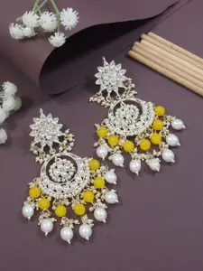 I Jewels Gold-Plated Kundan & Pearl Contemporary Drop Earrings