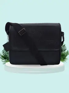 OLIVE MIST Unisex Textured Leather Laptop Bag