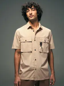 Flying Machine Spread Collar Short Sleeves Pure Cotton Regular Fit Casual Shirt