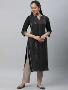 AURELIA Women Striped Thread Work Pathani Kurta