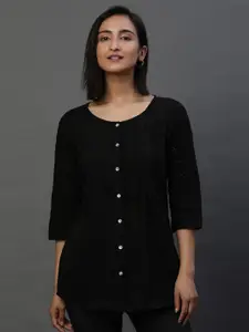 AURELIA Geometric Embroidered Sequinned Pure Cotton Sequinned Kurti