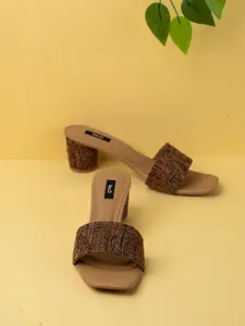 Inc 5 Women Woven Design Block Heels Sandals
