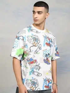 HIGHLANDER Men Mickey Mouse Printed Drop Shoulder Sleeves Tshirt