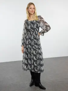 Trendyol Floral Print A-Line Midi Dress