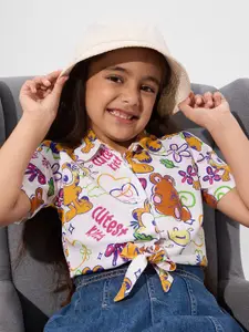 The Souled Store Print Cotton Shirt Style Crop Top