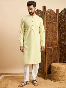 House of Pataudi Embroidered Mandarin Collar Ethnic Wear Kurta