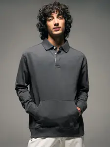 Flying Machine Shirt Collar Long Sleeves Pure Cotton Relaxed Fit Sweatshirt