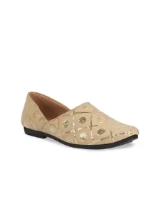 FAUSTO Men Woven Design Round Toe Mojaris