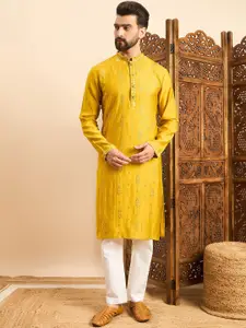 House of Pataudi Embroidered Mandarin Collar Ethnic Wear Kurta