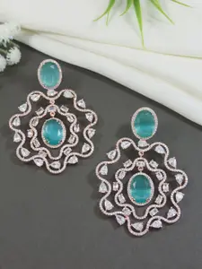 I Jewels Rose Gold-Plated Contemporary Drop Earrings