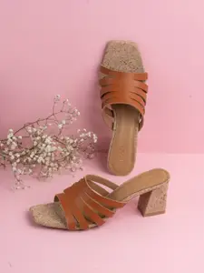 Inc 5 Women Solid Open Toe Block Heels Sandals