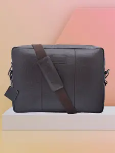 OLIVE MIST Unisex Textured Leather Laptop Bag