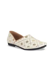 FAUSTO Men Woven Design Embroidered Mojaris