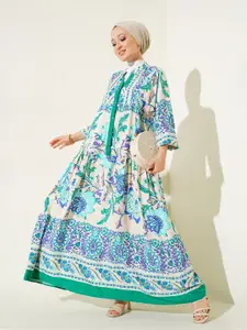 Trendyol Floral Print Flared Sleeve Maxi Dress