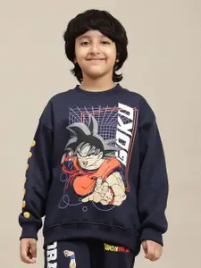 Kids Ville Boys Dragon Ball Z Printed Cotton Oversized Fit Sweatshirt