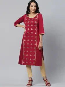 AURELIA Women Geometric Mirror Work Kurta