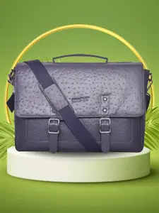 OLIVE MIST Textured Leather Laptop Bag