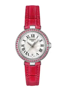 TISSOT Women Embellished Analogue Leather Straps Watch T1260106611300
