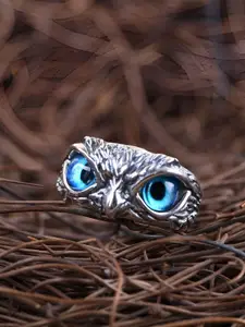 Goho Silver-Plated Owl Eyes Adjustable Finger Ring