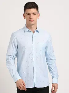 Turtle Men Standard Slim Fit Opaque Printed Formal Shirt