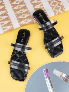 BRISKERS Gromad Classic Charm Textured Open Toe Flats