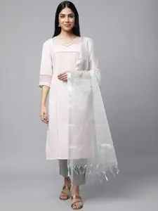 AURELIA Women Striped Chikankari Kurta