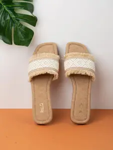 Inc 5 Women Woven Design Open Toe Flats