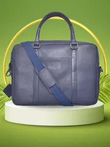 OLIVE MIST Unisex Textured Leather Laptop Bag