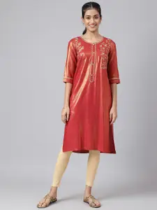 AURELIA Women Printed Thread Work Kurta