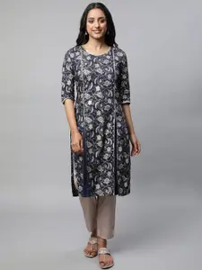 AURELIA Women Ethnic Motifs Printed Thread Work Kurta