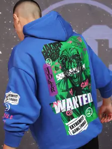 HIGHLANDER Men Warner Bros Joker Printed Hooded Oversized Pullover Sweatshirt