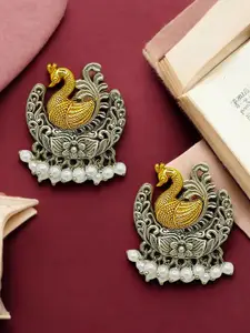 FEMMIBELLA Peacock Shaped Drop Earrings
