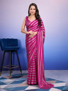 RACHNA Striped Satin Ready to Wear Saree
