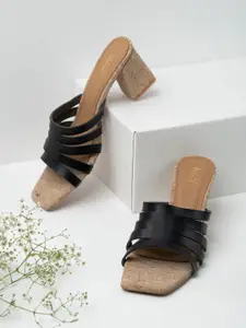 Inc 5 Women Striped Square Toe Party Block Sandals