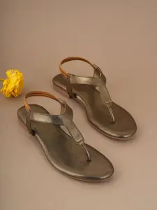 Luxyfeel Women Open Toe T-Strap Flats