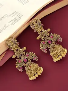 FEMMIBELLA Peacock Shaped Jhumkas Earrings